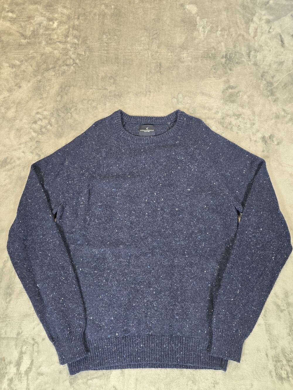 American Eagle Wool Silk Blend Knit Sweater Woman's Size Large Navy